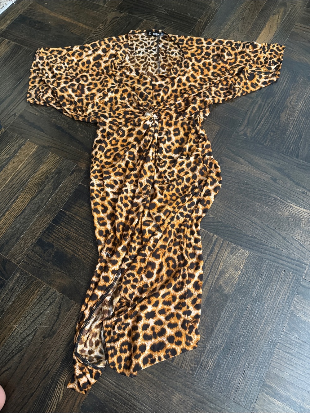 SHEIN Leopard Print Midi Dress - Brown & Black